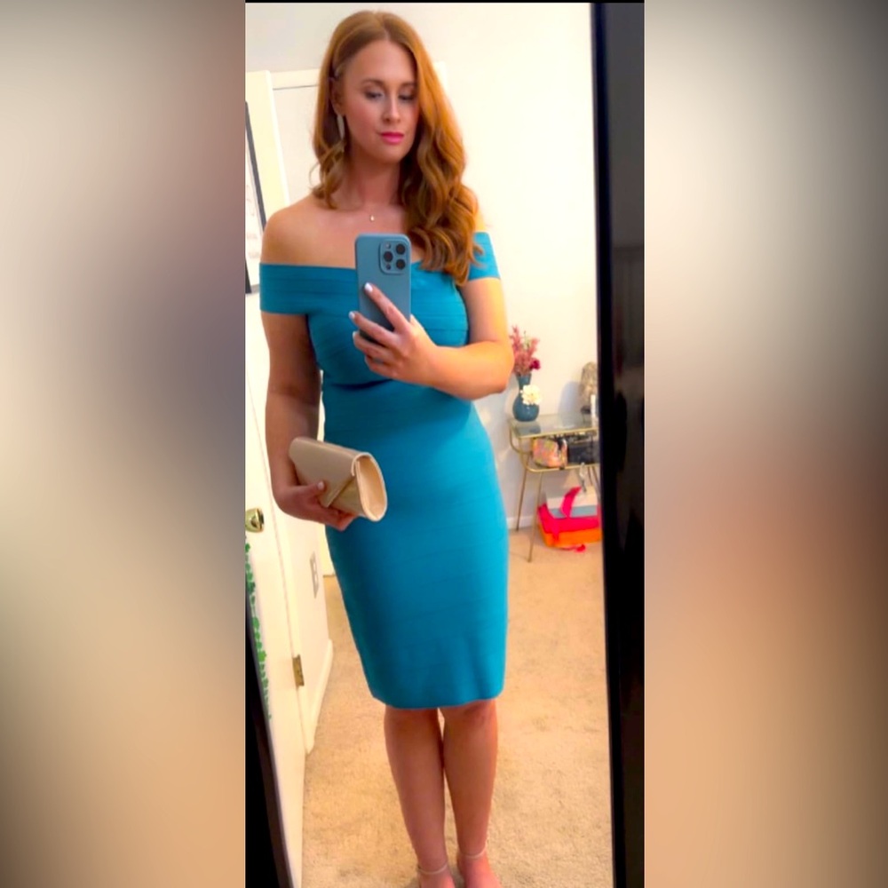 Elegant Blue Off-Shoulder Dress